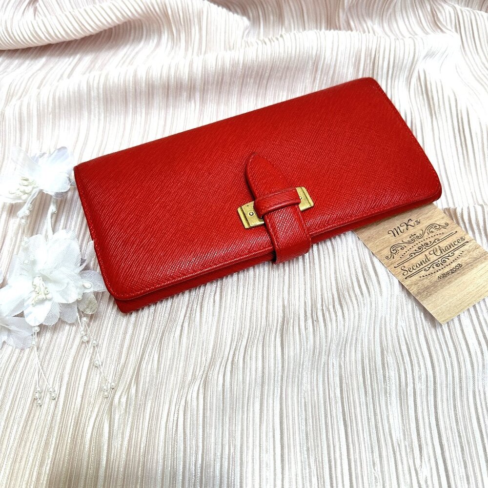 Rare Vintage Coach Gramercy Envelope Clutch 7098, Red Textured Leather, Italy